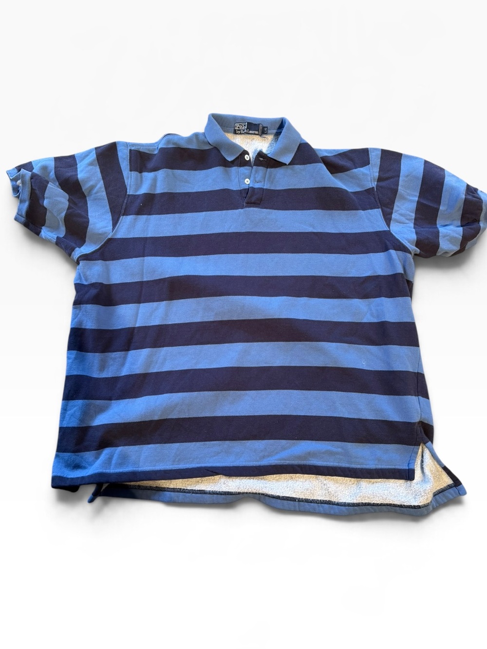 Vintage 80s oversized Polo by Ralph Lauren  Blue & Navy Striped sweatshirt Polo